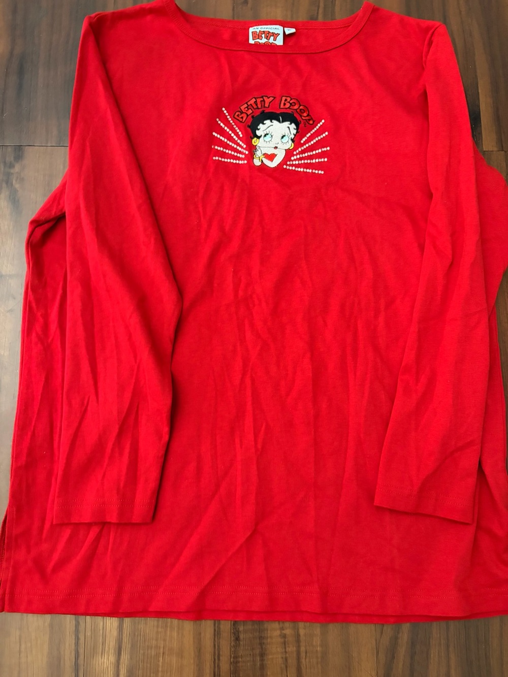 Betty Boop Bright Red Long-Sleeve Tee with Graphic - Picture 1 of 4